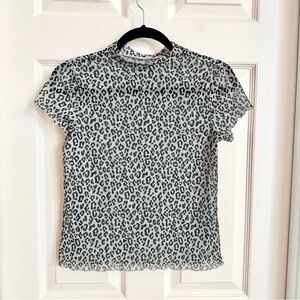 Sheer mesh animal print justice top